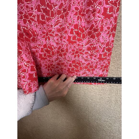 J.Crew Women's Linen Blend Elastic Back Shorts Azalea Red Sz 10 Floral Beach - Picture 13 of 14